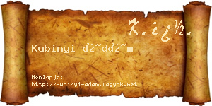 Kubinyi Ádám névjegykártya